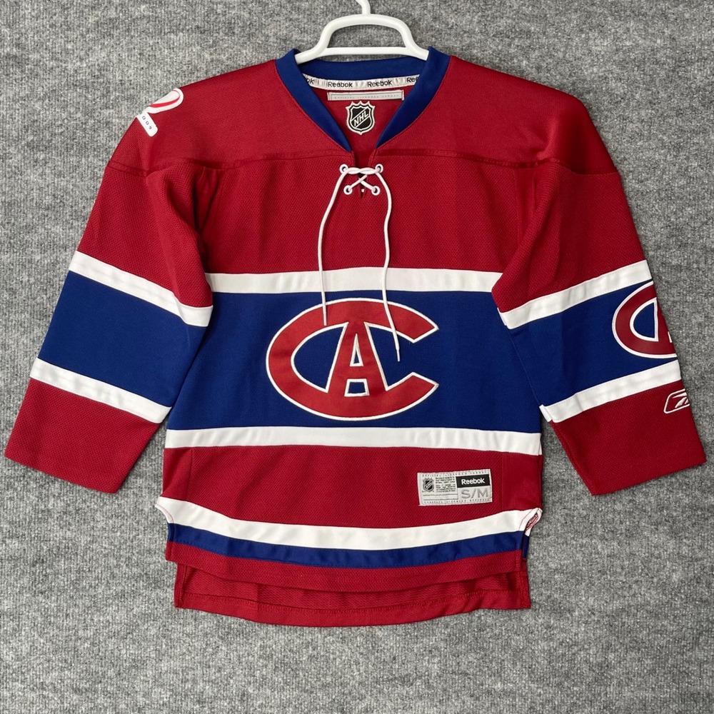 Reebok Montreal Canadiens NHL Youth Jersey Red Blue S/M Centennial 1909-2009